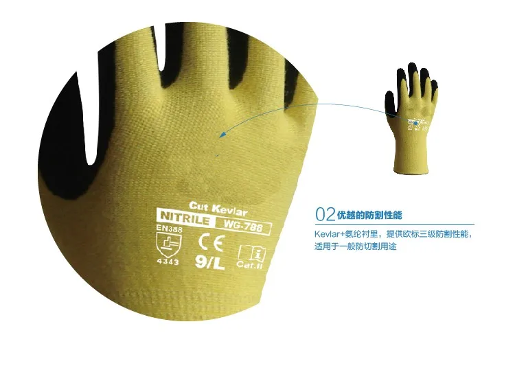 Рабочие перчатки устойчивая безопасная перчатка hppe перчатка анти-нарезанная арамидное волокно Рабочая перчатка