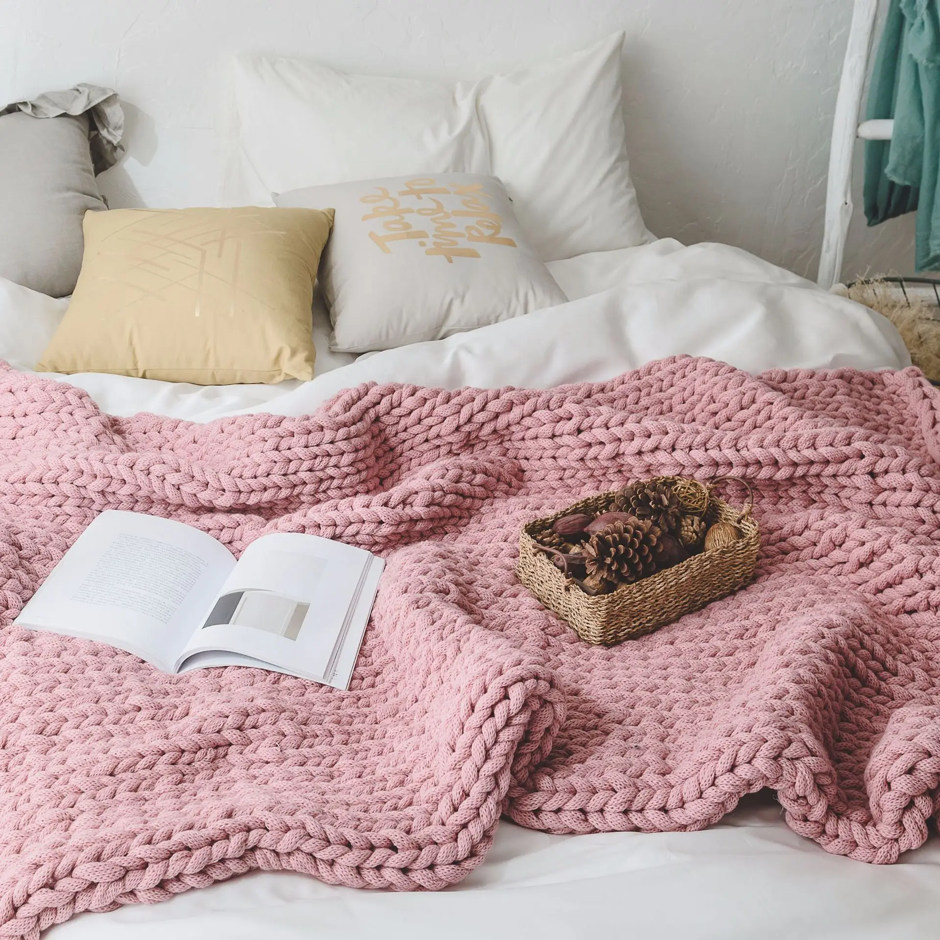 Мягкое плотное вязаное одеяло ручной работы плетеный реквизит для фотосъемки одеяло s домашний декор диван одеяло