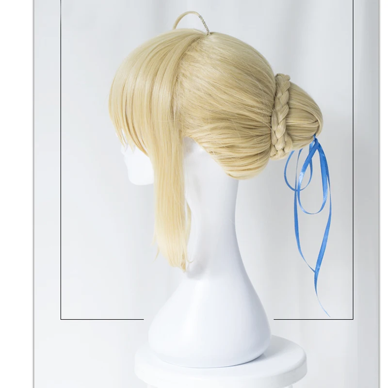Fate Stay Night Fate Grand Order Saber Golden Wig Bun Braids