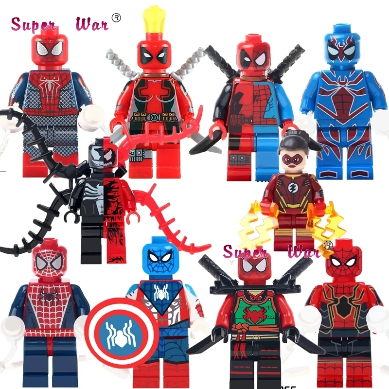 

20pcs Deadpool Spider Man Venom vs Carnage Jesse Quick building blocks bricks classic learning education toy