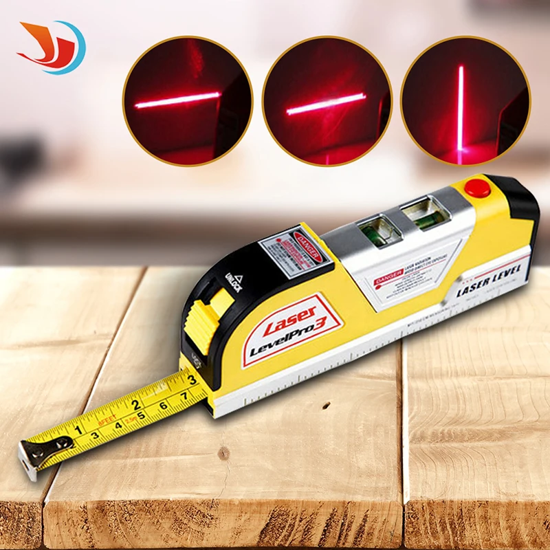 laser level wire Infrared Line Laser Level Tape Measure 2.5 meter aluminum seatin Laser Levels