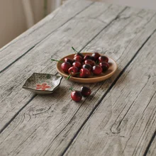 Mantel cubierta de mesa de algodón de lino tela Vintage cocina grano de madera natural