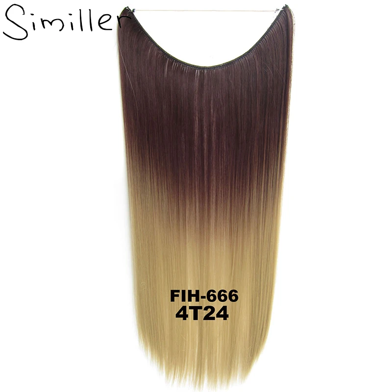 Similler Длинные Синтетические волосы термостойкие шиньоны рыбья линия шелковистые прямые волосы для наращивания секретные невидимые шиньоны Омбре - Цвет: 6664T24