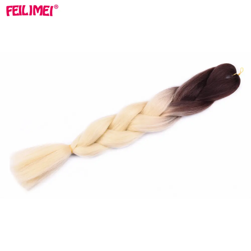 Feilimei Ombre Jumbo плетеные волосы для наращивания, синтетические термостойкие цветные вязаные косички, пряди для волос для женщин - Цвет: #130