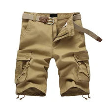 Летние военные рабочие шорты с поясом мужские брюки без пояса с несколькими карманами из хлопка повседневные свободные Бриджи