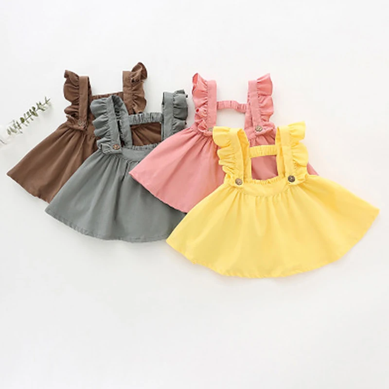 

Children Suspender Skirt Girls Clothes Ruffles Strap Pleated Many Colors For Baby Girl Toddler Corduroy Suspender Skirts