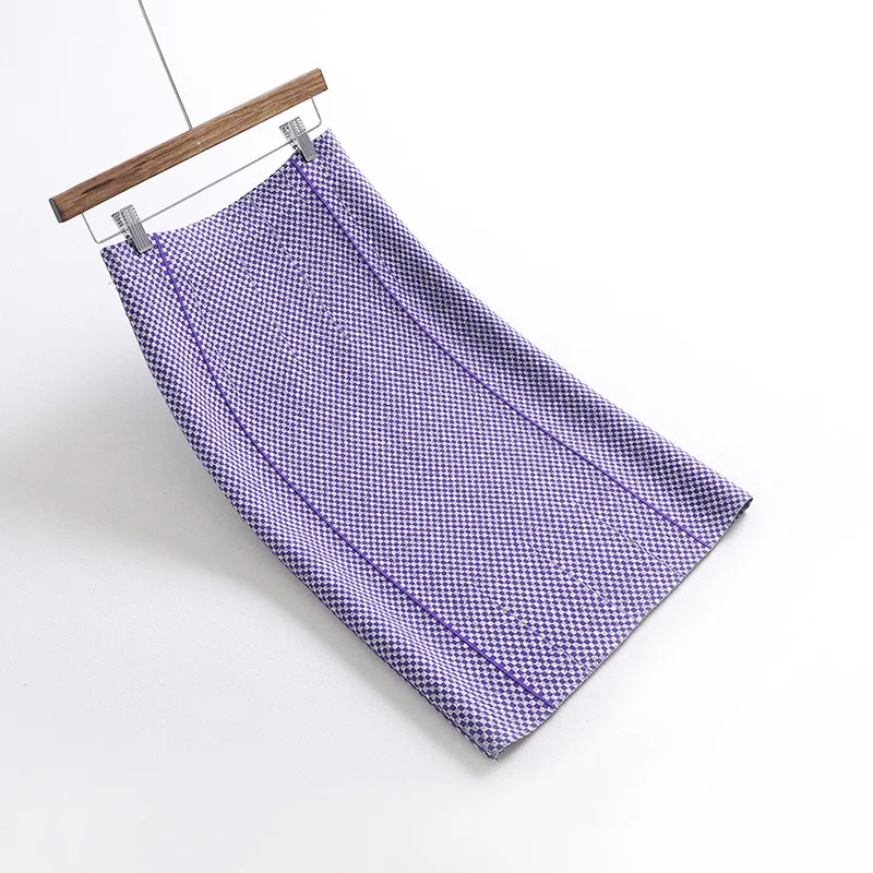 

2019 Women Pencil Skirts High Waist Knitting Spring Women Bodycon Midi Length Skirt Faldas Jupe Femme Women Plaid Skirt Saia
