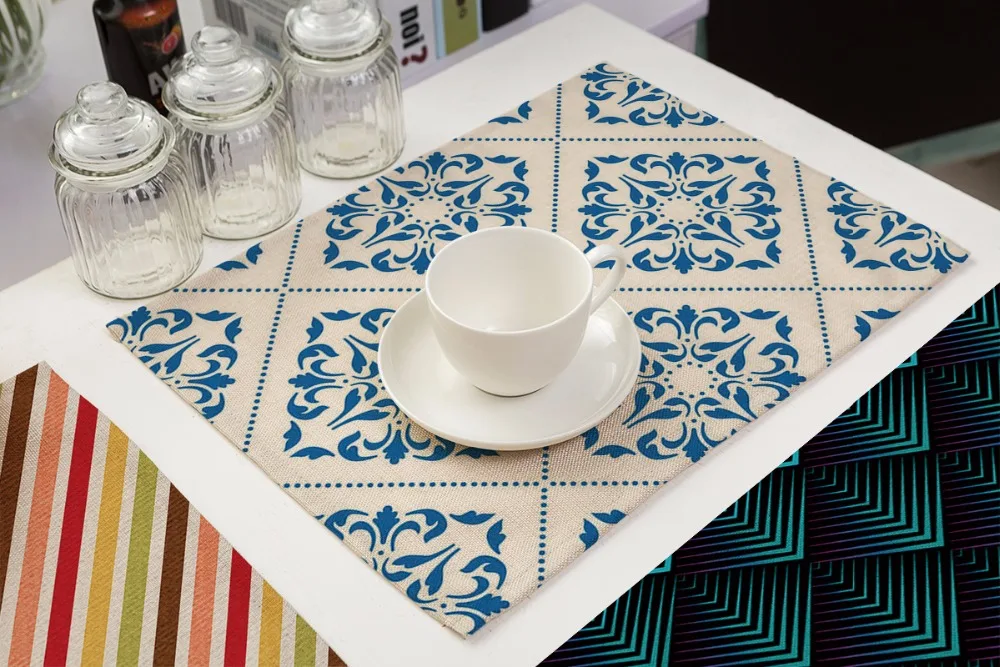 Cammitever التقليدي الصيني والخزف الأرجواني gemetric طباعة الجدول ماتس المائية طاولة الطعام المفارش إسقاط الشحن