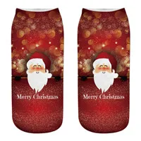 Рождественские носки для больших детей, 1 пара носки унисекс с рисунком оленя, снеговика, Санты короткие рождественские носки с принтом - Цвет: 4