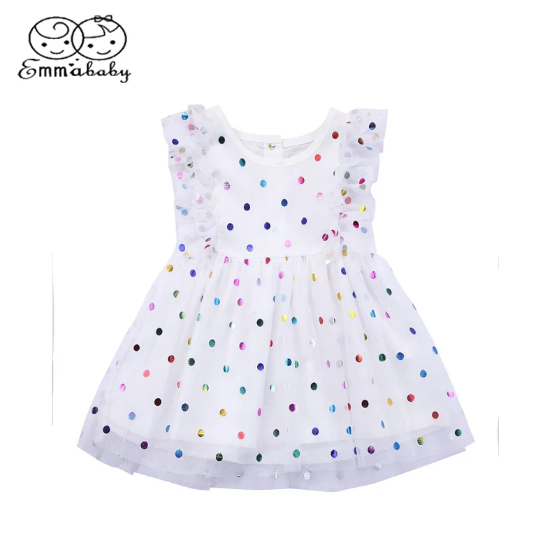

Toddler Kid Baby Girl Colorful Sequins Dots Pageant Party Tulle Tutu Prom Formal Dress Clothes