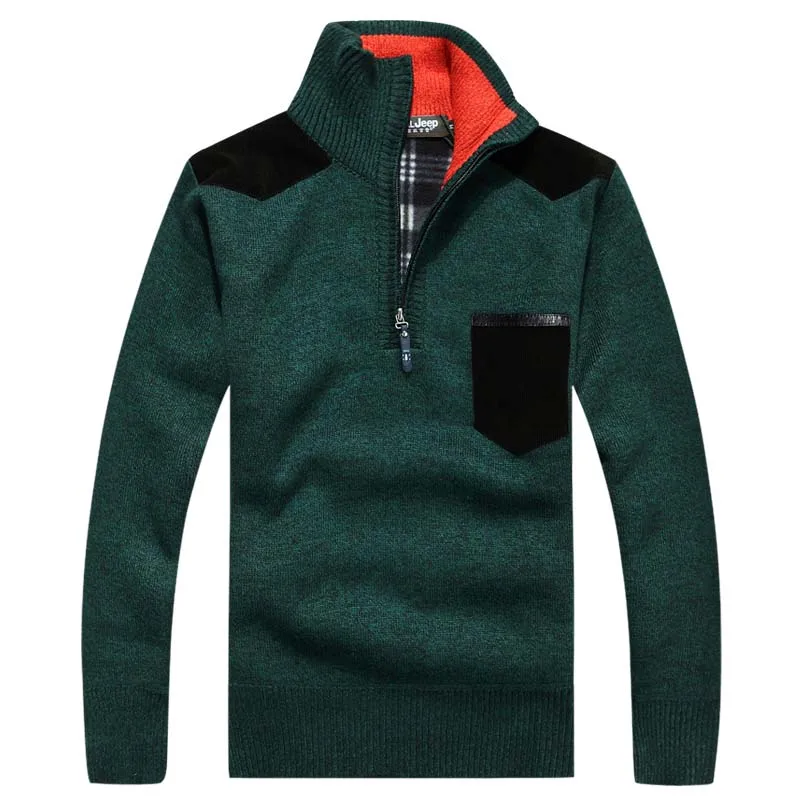 Мужской пуловер, свитера, осенние и зимние повседневные вязаные мужские пуловеры, Классические мужские свитера с высоким воротом, шерстяной свитер 45 - Цвет: dark green
