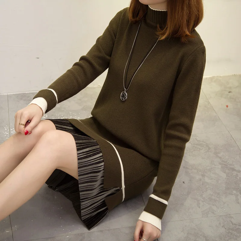 Women Turtleneck Sweater 2018 Winter Long Sleeve female Sweaters and Pullovers 4 Color Ladies Knitted oversized cashmere Sweater