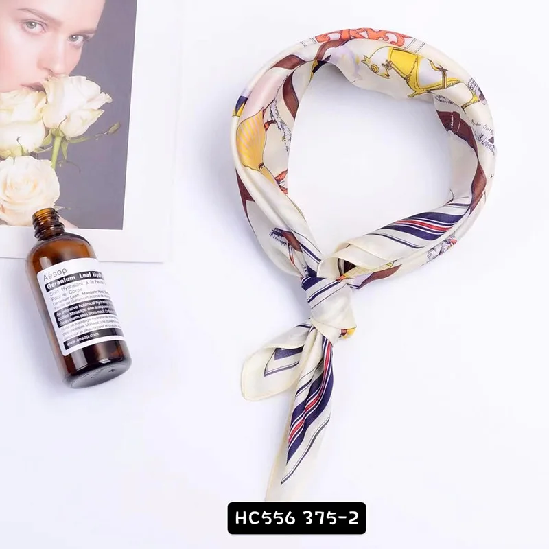 53*53cm Fashion Dot Striped Women Scarf Cashew Print Small Square Scarf Spring Summer Lady Scraf Head Scarf Headbands