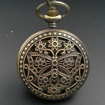 

Butterfly insects design Bronze Tone Wholesale price Mechanical Pocket Watch Man Military Pendant Chain Steampunk Machinery