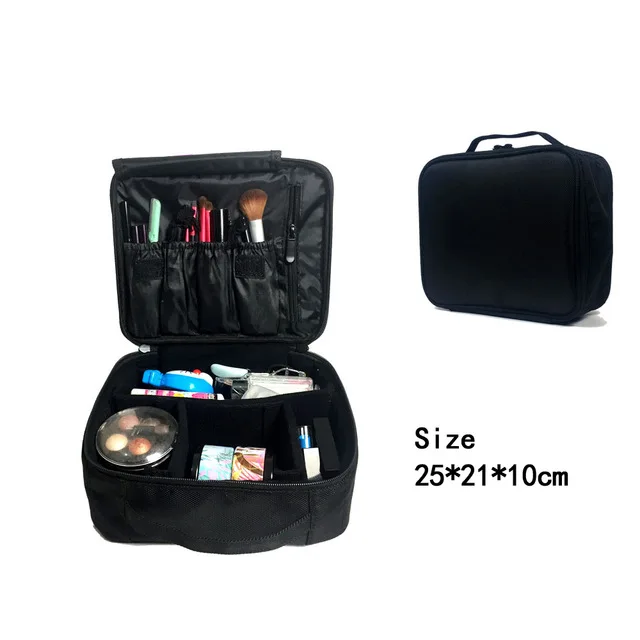 Косметичка, тканевая профессиональная косметичка, косметичка для ногтей, сумка-Органайзер для путешествий, чехлы для макияжа, большая емкость, косметика, чемоданы - Цвет: Black Mini Style A