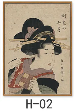 Японский Ukiyo-e красота рисунок холст живопись спа Ресторан Классическая роспись дамы Настенная картина плакат домашний декор для гостиной - Цвет: Синий