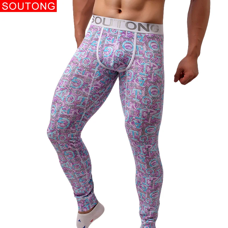 Soutong 2018 Underwear Winter Mens Warm Thermal Underwear Cotton Long Johns Underpants Letter Printed Thermal Underwear For Men