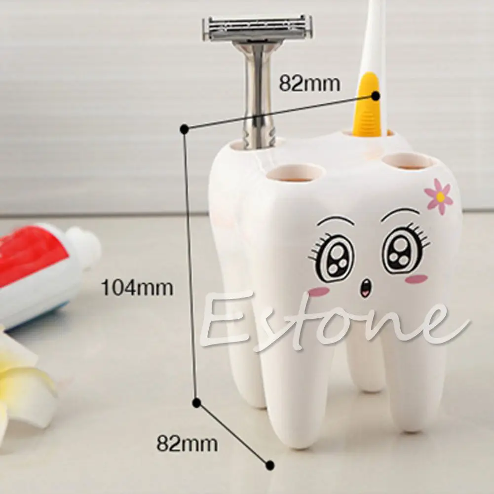 Милый 4 отверстия мультфильм зуб стиль дизайн ребенка держатель зубных щеток для ванной