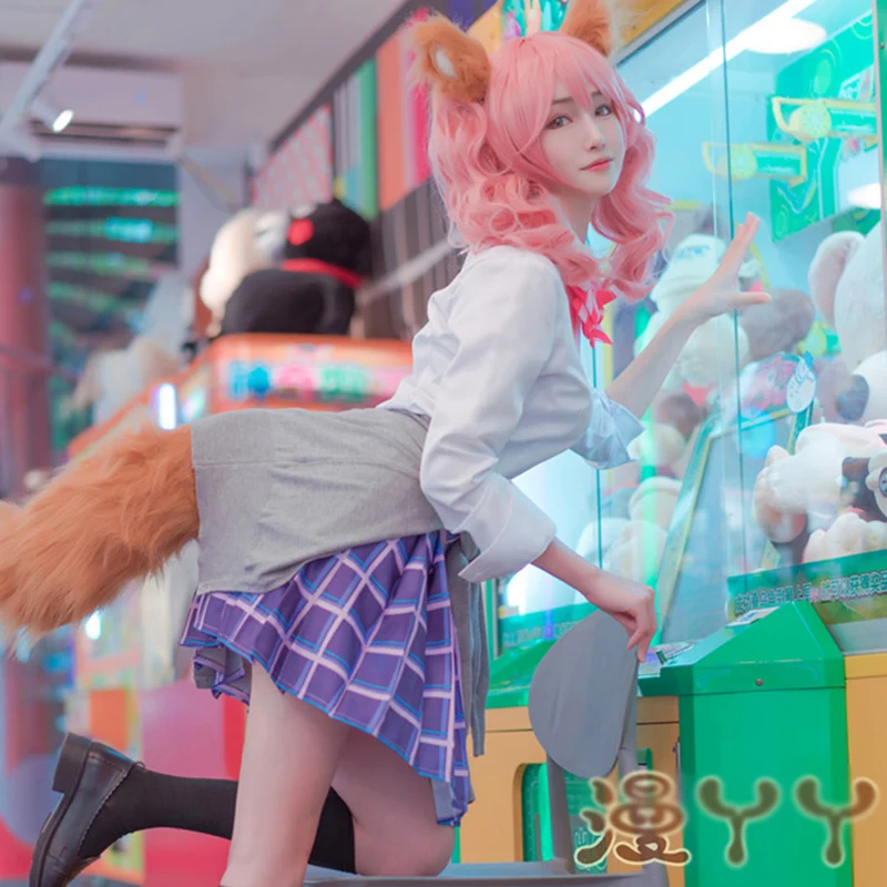 Fate/Grand Order Tamamo no Mae лисий хвост Набор для костюмированных костюмов аксессуары 75 см длинный хвост 15 см длинные уши для взрослых