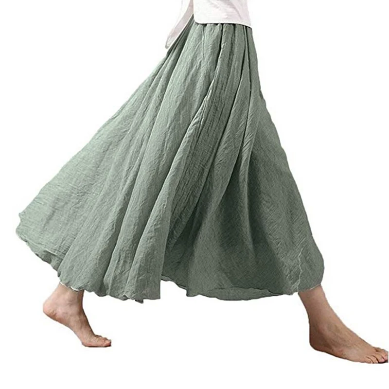 

Long Skirt Elastic Simple Flounces Women's Ladies Casual Summer Beach Holiday Vintage Pleated Stylish Clothing