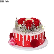Игрушечный Торт Модель корона с жемчугом модель именинного торта пластиковый образец поддельная подставка для торта съемки реквизит свадебные украшения
