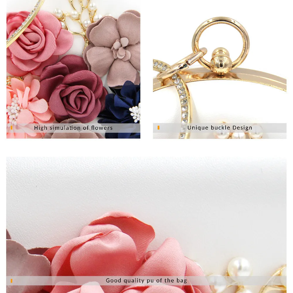 Milisente Evening Purse for Women Round Crystal Evening Bags Ladies Handbag Flower Wedding Purse Shoulder Bag Milisente Evening Purse for Women Round Crystal Evening Bags Ladies Handbag Flower Wedding Purse Shoulder Bag