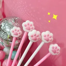 5 шт. в Корейском стиле каваи кэтпад гелевая ручка белый розовый милые черные чернила для ручек 0,5 мм наконечник иглы рекламная ручка Канцтовары Школьные принадлежности