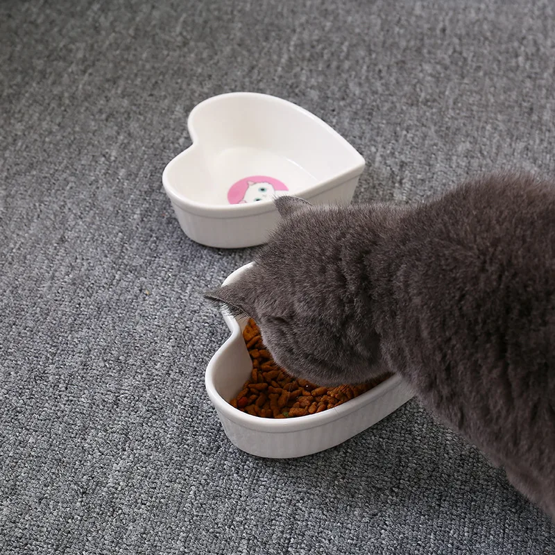 Керамическая миска для кошки мультяшный Кот миска для еды посуда для закусок кормушка для собак в форме сердца товары для животных еда креативный соусник
