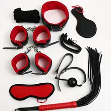 9 ШТ. Для Взрослых Игры Секс Игрушки для Связывание Kit Установить ограничения Кожа и Хлопок Сексуальные Эротические Игрушки Наручники Пары Раб GameAltern