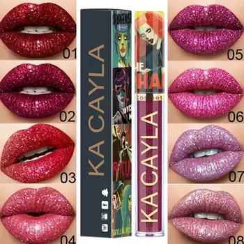 

8 Colors Liquid Glitter Lip Gloss Lipstick Diamond Metallic Shining Matte Long Lasting Sexy Red Pigment Lipgloss Makeup