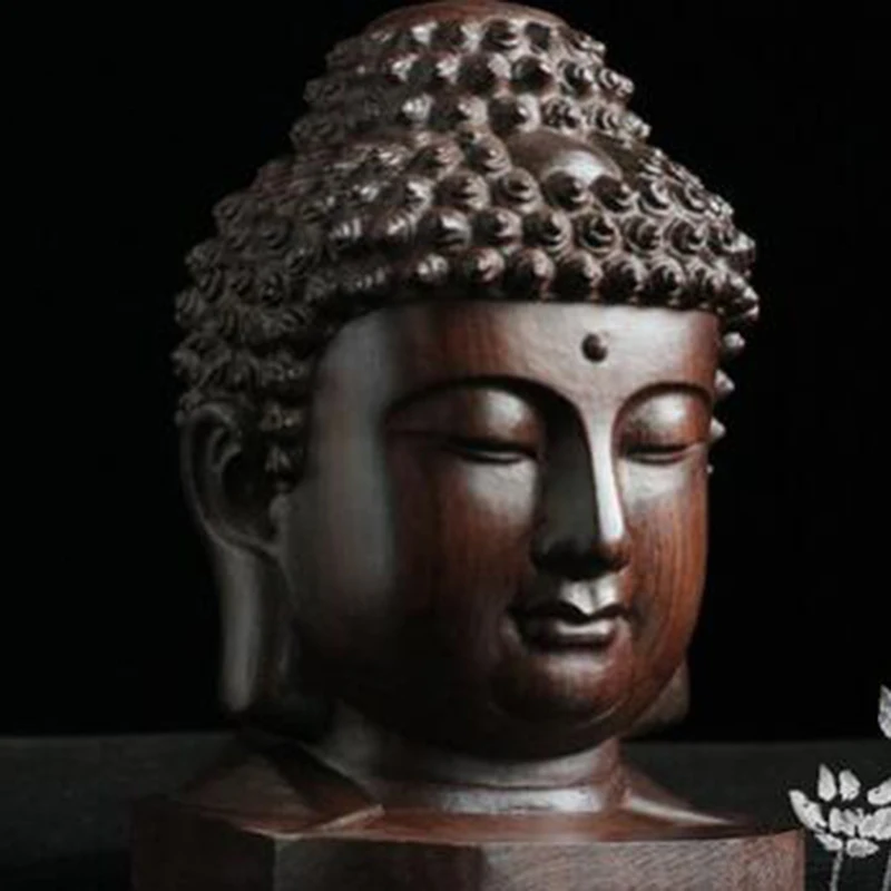 Mahogany Wooden Buddha Statue - Handcrafted Decorative Figurine Made in India image 4