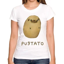 2017 Newest fashion Pugtato printed women t-shirt pug potato design lady summer tops custom novelty Tee