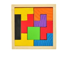 

B Wooden Tetris Game Educational Toy Jigsaw Puzzle Toys for Children Wood Tangram Brain-Teaser Puzzle Preschool Children Kids