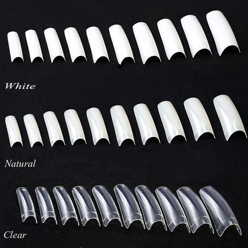 500* французский белый/прозрачный/натуральный/акриловый накладные ногти УФ гель маникюр искусственные стилеты c-образная форма для ногтей накладные ногти