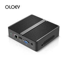 OLOEY Fanless Mini PC Intel Celeron N2930 Windows 10 4GB RAM 120GB SSD 300Mbps WiFi Gigabit Ethernet HDMI VGA 5*USB HTPC