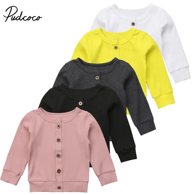 

Pudcoco Toddler Kids Baby Girls Outfit Clothes Button Knitted Long Sleeve Sweater Cardigan Coat Tops Fashion Warm Outerwear 0-2T