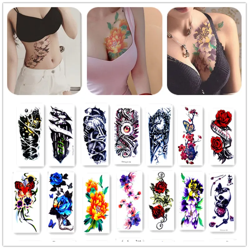 20X10cm Long Colorful High Solution Body Art Flowers Circle Design Temporary Fake Flash Tatoo Sticker Taty