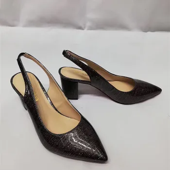 

New Womens Leather Big Heels Shoes Woman Casual Summer Sandals Wedding Shoes 36-43 WENZHAN A812-7
