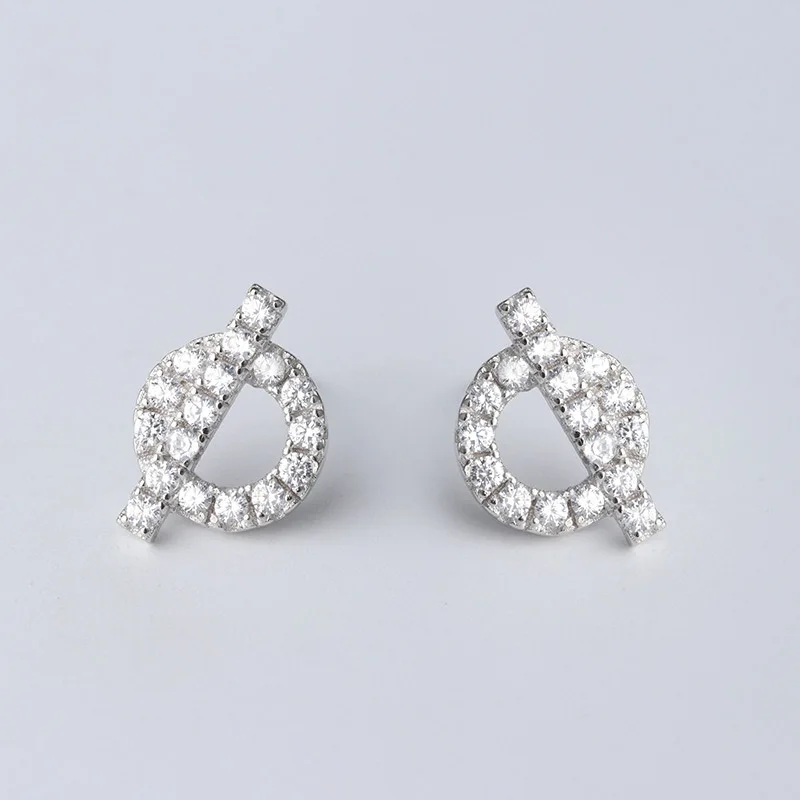 

silver 925 small Stud earrings of geometric Cubic Zircon circle star for women Korean fashion jewelry 2019 new arrivals