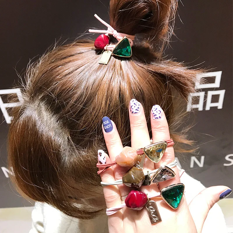 1 шт. кристалл волос кольцо творческий простые двойные линия головы лента для волос резинкой диких взрослых завязка для волос G0502