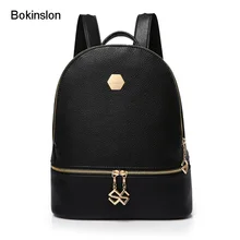 Bokinslon женский рюкзак Однотонная одежда из искусственной кожи Рюкзаки для Средняя школа Обувь для девочек универсальные бренд рюкзак Для женщин