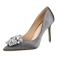 Элегантная женская обувь со стразами; женские туфли-лодочки на высоком каблуке с острым носком; стразы; женские свадебные туфли-лодочки на высоком каблуке; женская обувь; SWB0023 - Цвет: gray