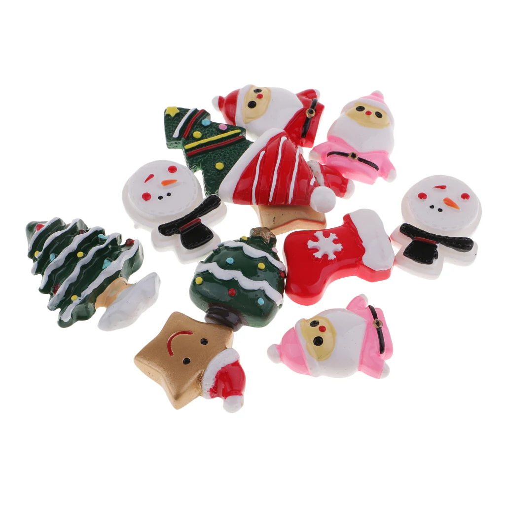

12 Pieces Assorted Christmas Themes Resin Flatback Scrapbook Embellishment for DIY Craft Card Making Phone Case Decoration