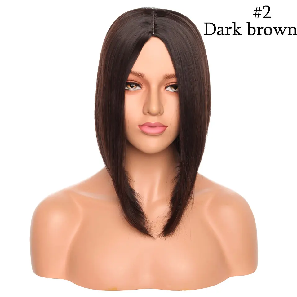 SNOILITE черный коричневый синтетический боб парик короткий прямой боб парик 12 дюймов средняя часть волос парик Омбре для женщин - Цвет: #2