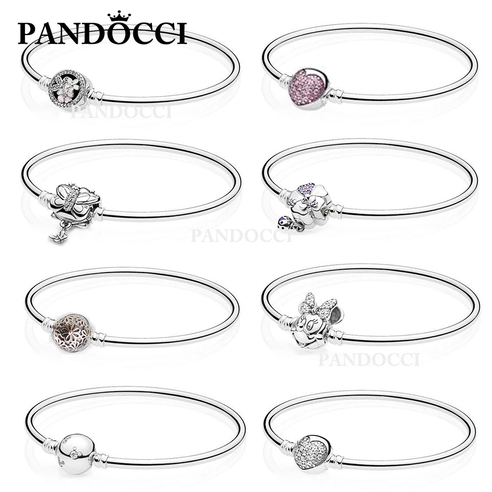 

PANDOCCI 100% 925 Sterling Silver Decorative Butterfly WILDFLOWER MEADOWOETIC BLOOMS SPARKLING HEART Moments Bangle Bracelet