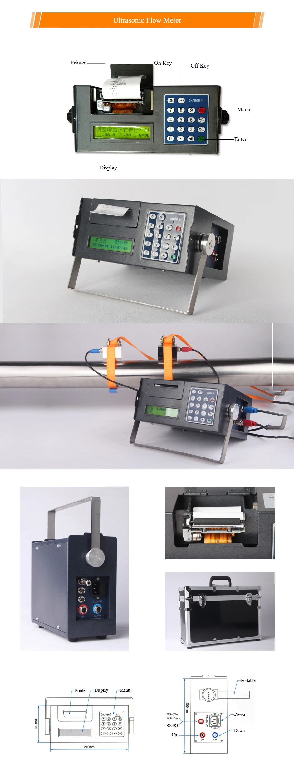 portable ultrasonic  flow meter
