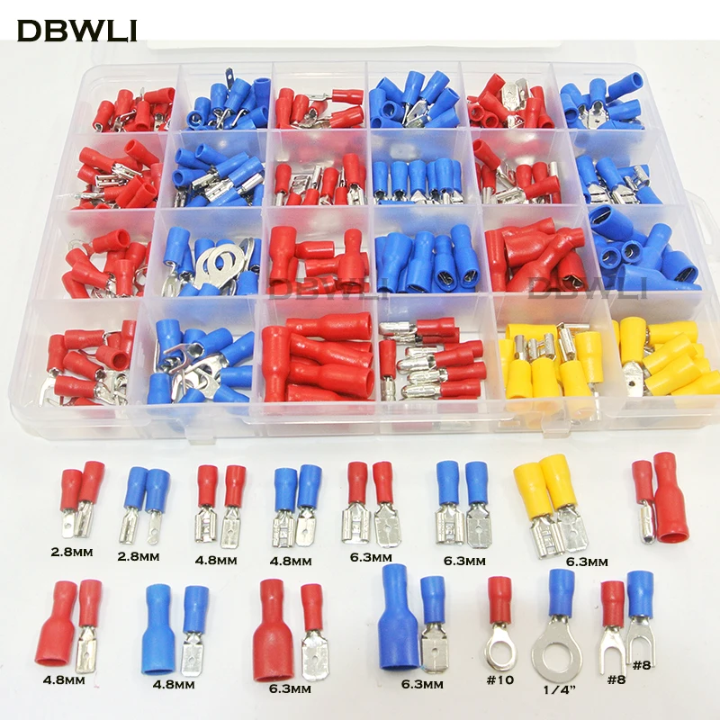 Insulated barbed cold Spade Terminals Crimp Connect Electrical Terminal Acce Hot 