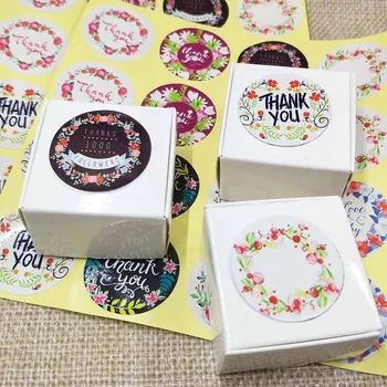 

NEW DIY 1120PCS Thank You Sticker Label Flower Circle New Style Flower designs 1000% Thanks love you Baby Mix Design Stickers
