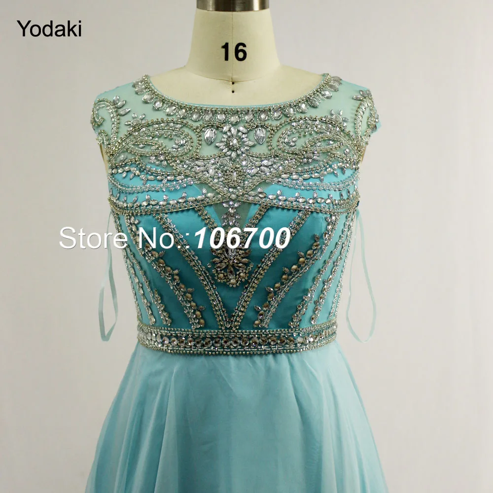 

2018 vestido de festa longo plus size long evening dress crystal beading Boat Neck blue chiffon Prom red carpet dresses