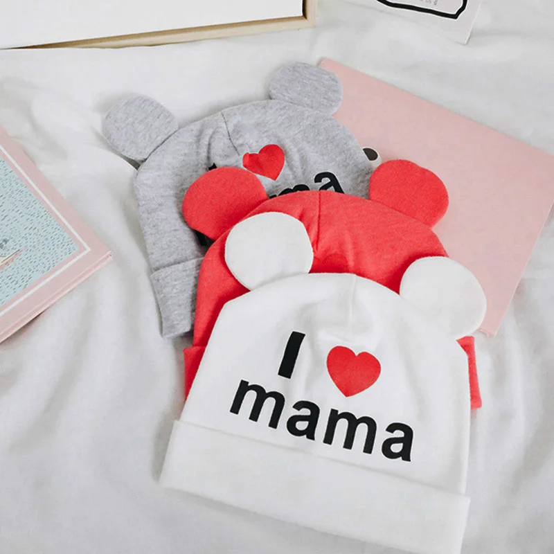 Beautiful I Love Mama Print Kids Beanie Variations